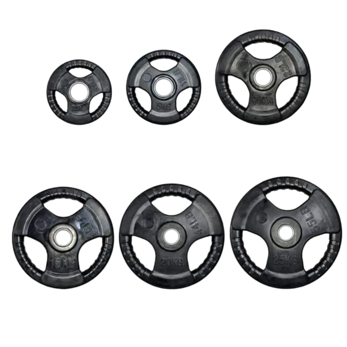 Rubber Barbell Plate, 2.5Kg 5Kg, Solid Cast Iron, Three-Hole Hand Gripper, Hole