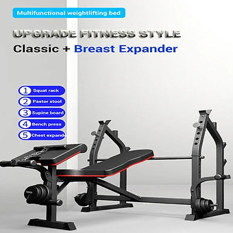Home/Gym Multifunctional Squat Rack and Bench Press Folding Weight Bench Exercis